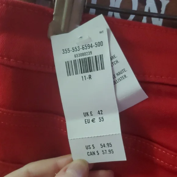 NWT Hollister Size 11R Red Flare Jeans - Picture 3 of 8